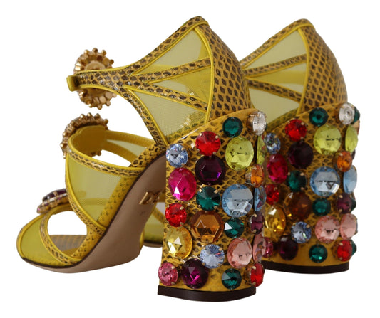 Sandali in pelle gialla con cristalli Ayers di Dolce & Gabbana