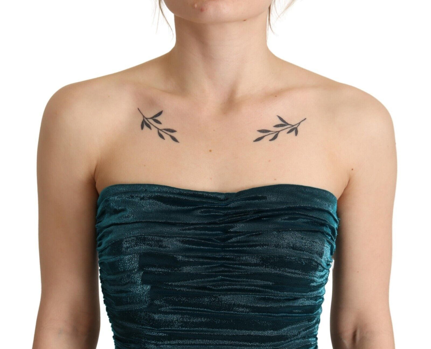 Dolce & Gabbana Abito midi drappeggiato con corpetto bustier turchese