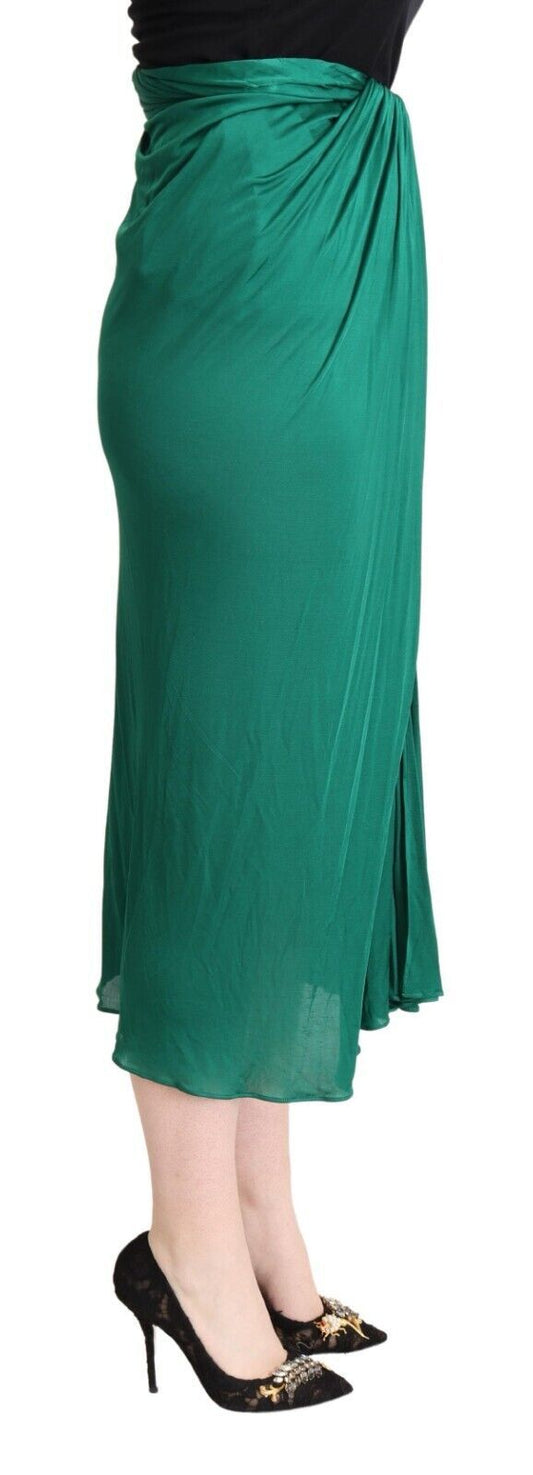 Gonna midi a pieghe a vita alta verde scuro Dolce & Gabbana