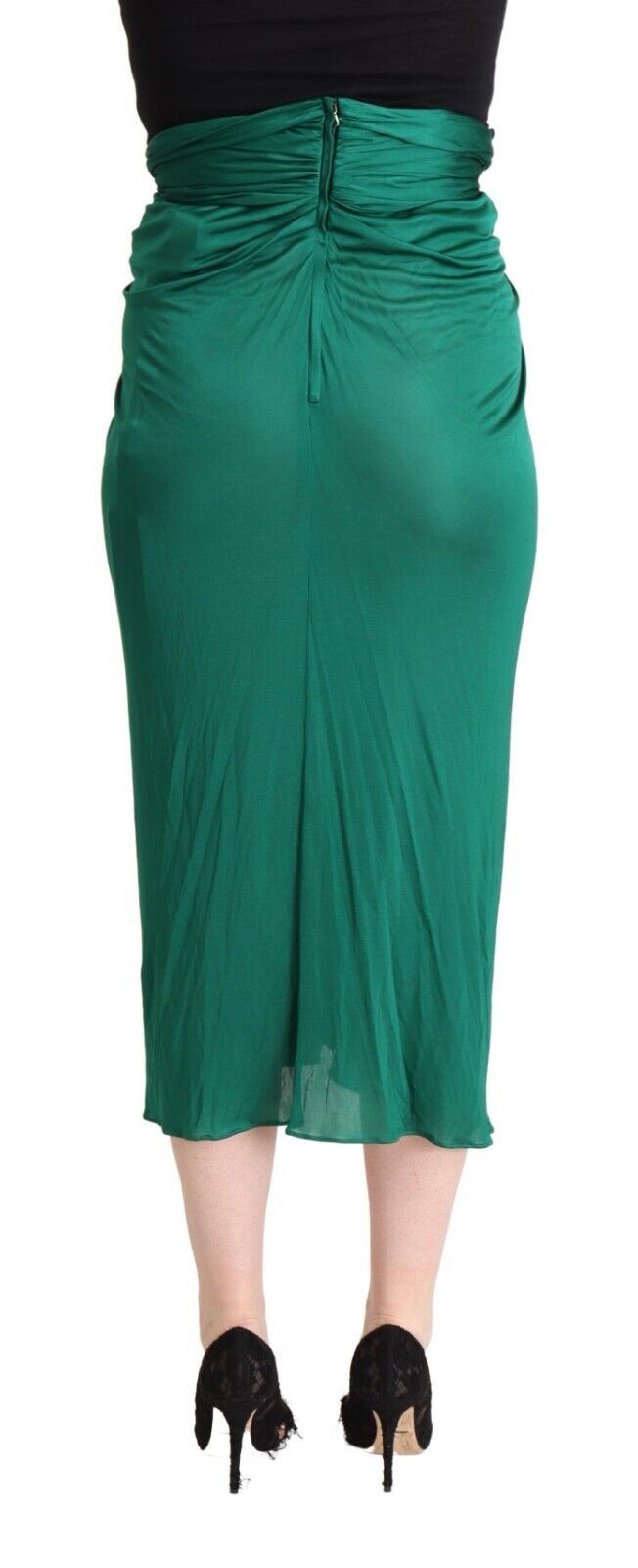 Gonna midi a pieghe a vita alta verde scuro Dolce & Gabbana
