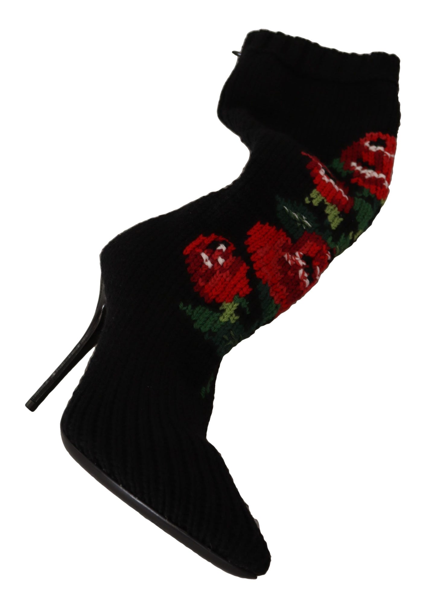 Dolce & Gabbana Calzini elasticizzati neri con rose rosse e stivaletti