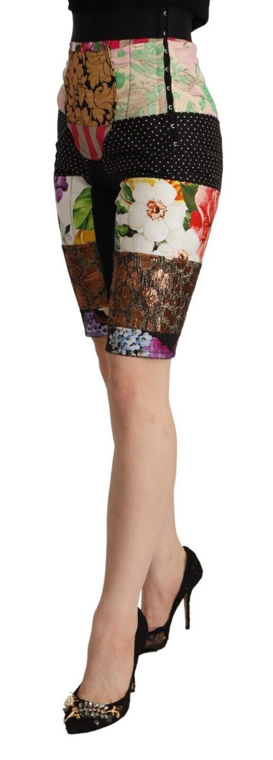 Pantaloni cropped a vita alta con patchwork multicolore Dolce & Gabbana