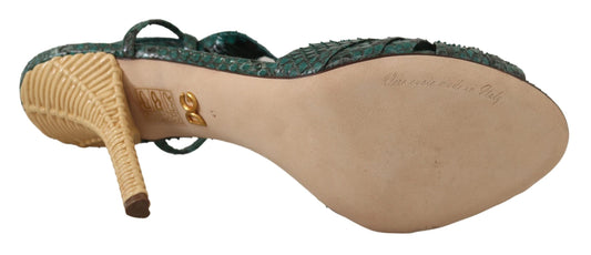 Sandali con cinturino in pitone verde Dolce & Gabbana