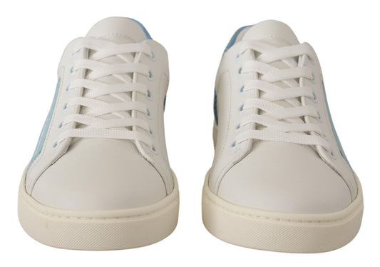 Dolce & Gabbana Scarpe da ginnastica basse in pelle bianca e blu