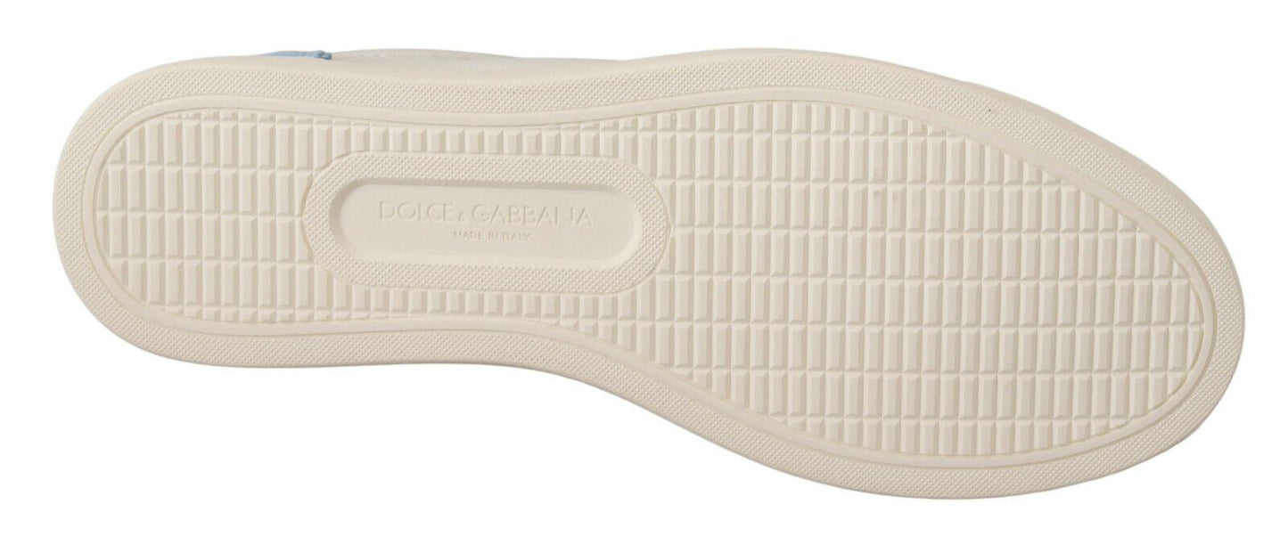 Dolce & Gabbana Scarpe da ginnastica basse in pelle bianca e blu
