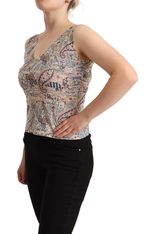 Canotta senza maniche con scollo a V in cotone multicolore John Galliano