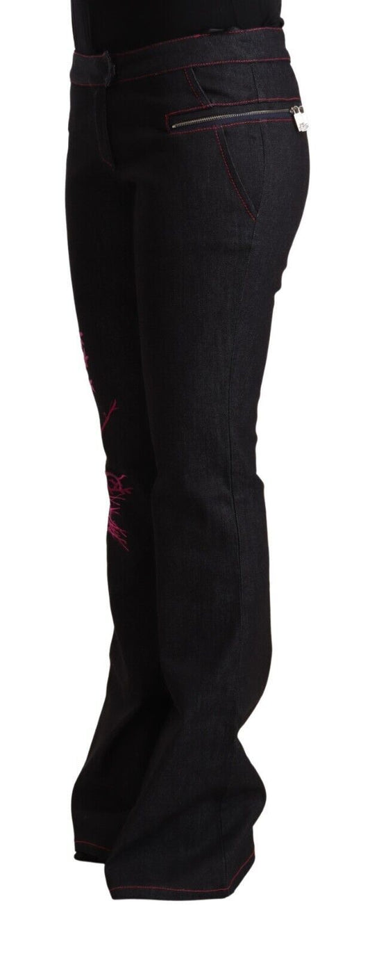 Jeans svasati in cotone elasticizzato nero Exte a vita media