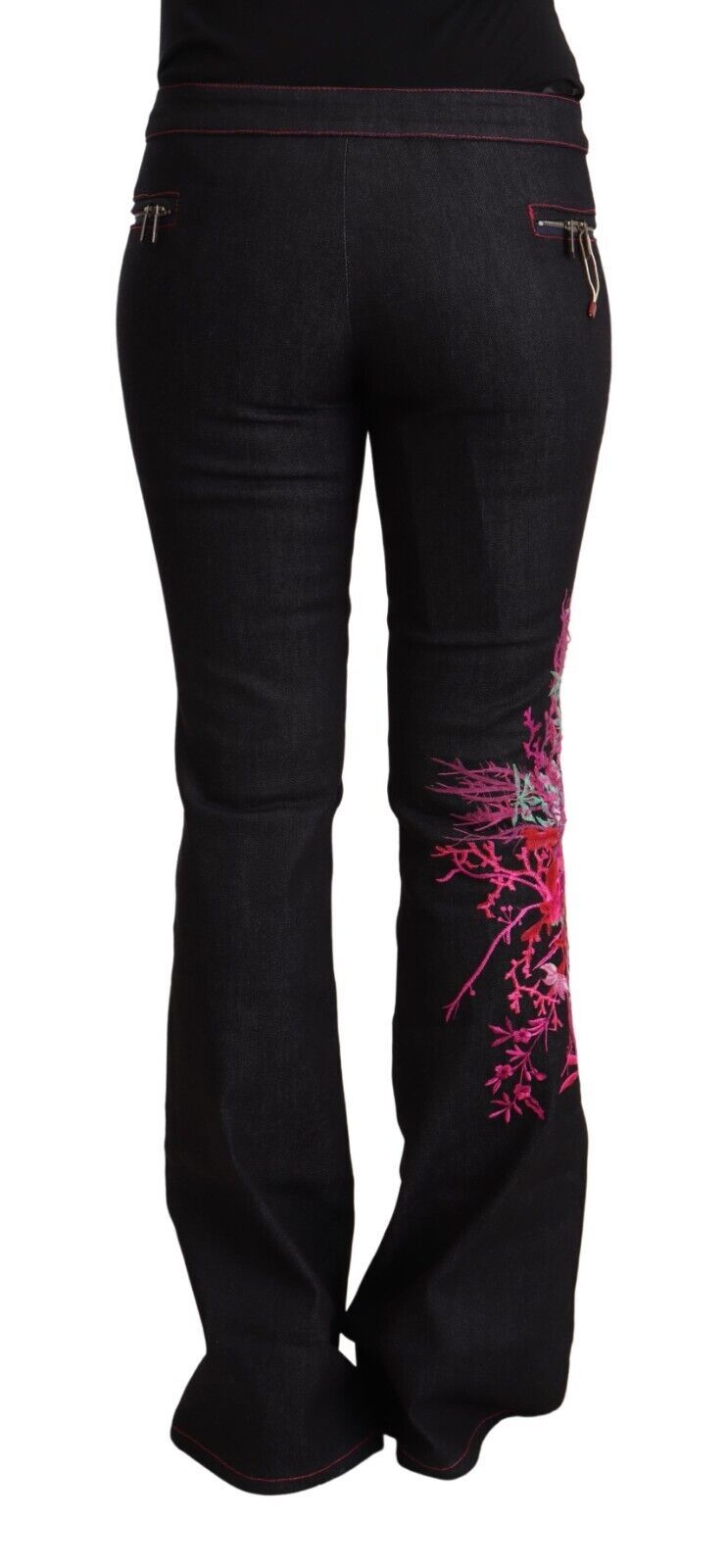 Jeans svasati in cotone elasticizzato nero Exte a vita media