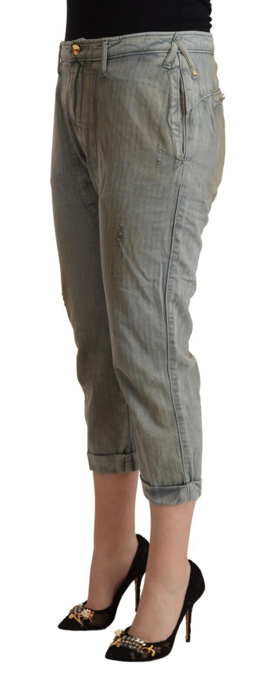 Pantaloni skinny cropped a vita media in 100% cotone grigio CYCLE
