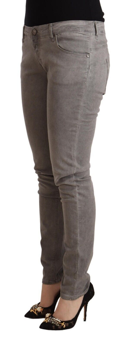 Jeans slim fit in cotone lavato grigio chiaro Acht
