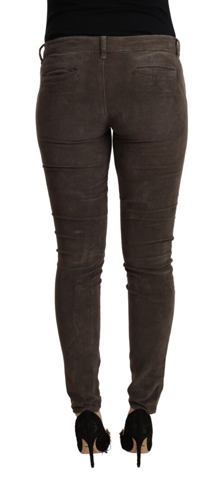 Jeans a vita bassa in denim slim fit in cotone marrone Acht