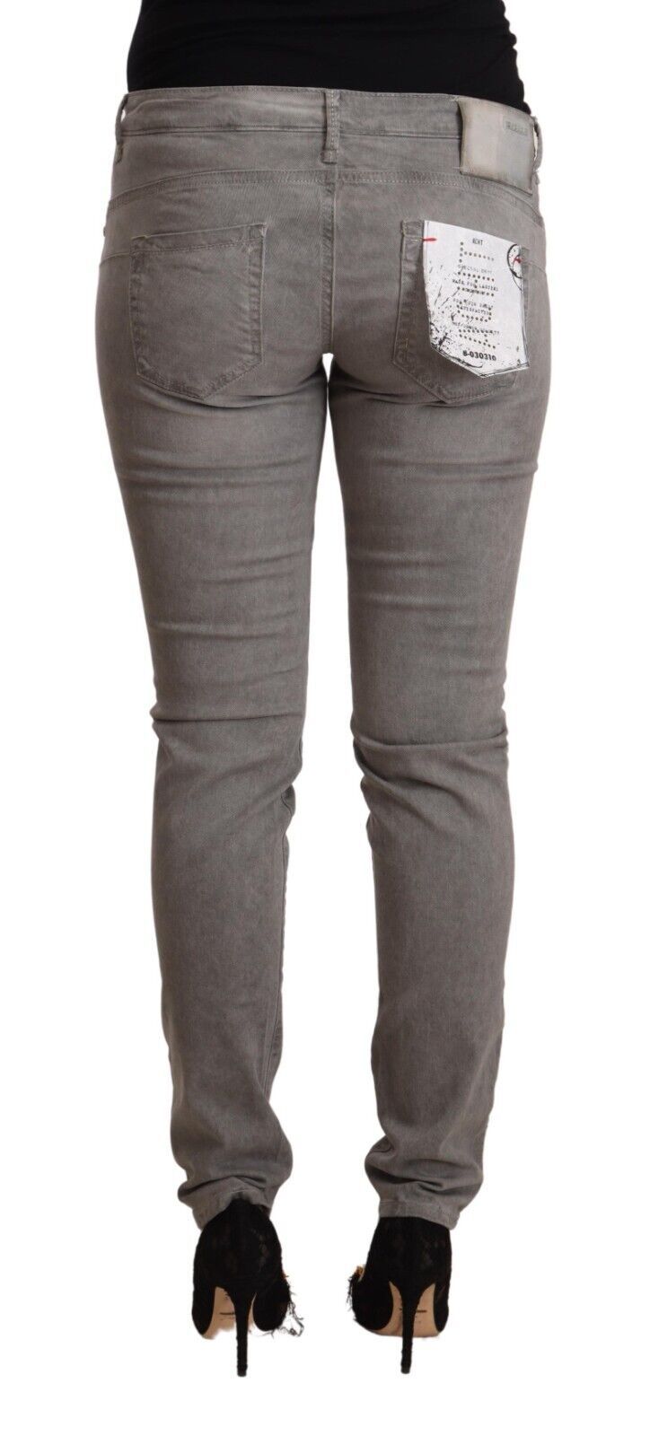 Jeans skinny push-up a vita bassa in cotone grigio chiaro