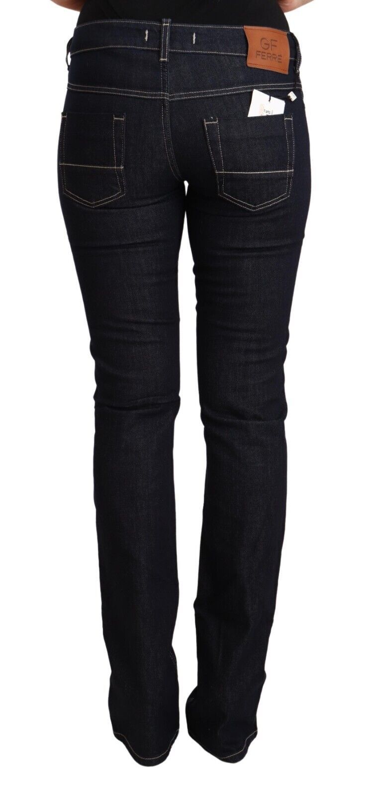 Jeans skinny a vita bassa in cotone elasticizzato nero GF Ferre