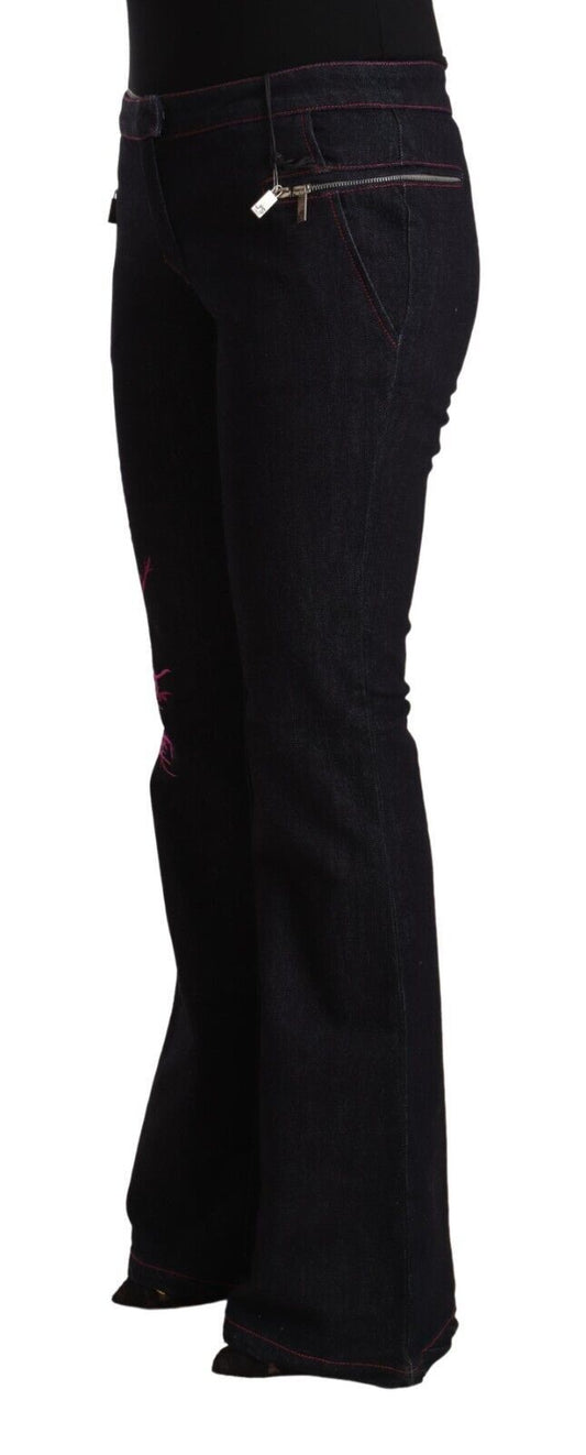 Jeans svasati in cotone elasticizzato nero Exte a vita media