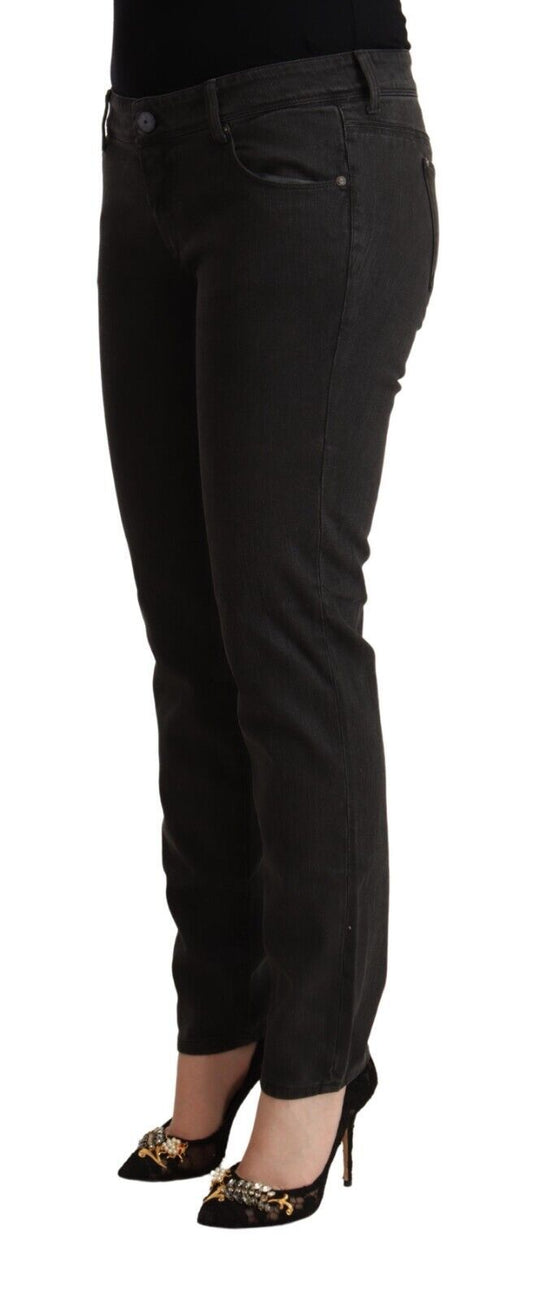 Jeans skinny in denim di cotone a vita bassa neri Ermanno Scervino
