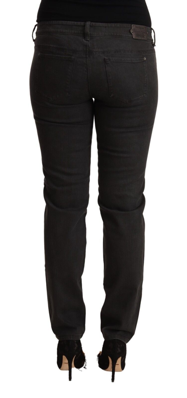Jeans skinny in denim di cotone a vita bassa neri Ermanno Scervino
