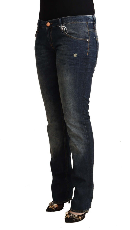 Jeans skinny a vita bassa in cotone lavato blu Acht