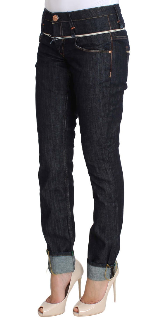 Jeans dritti in denim blu scuro e cotone