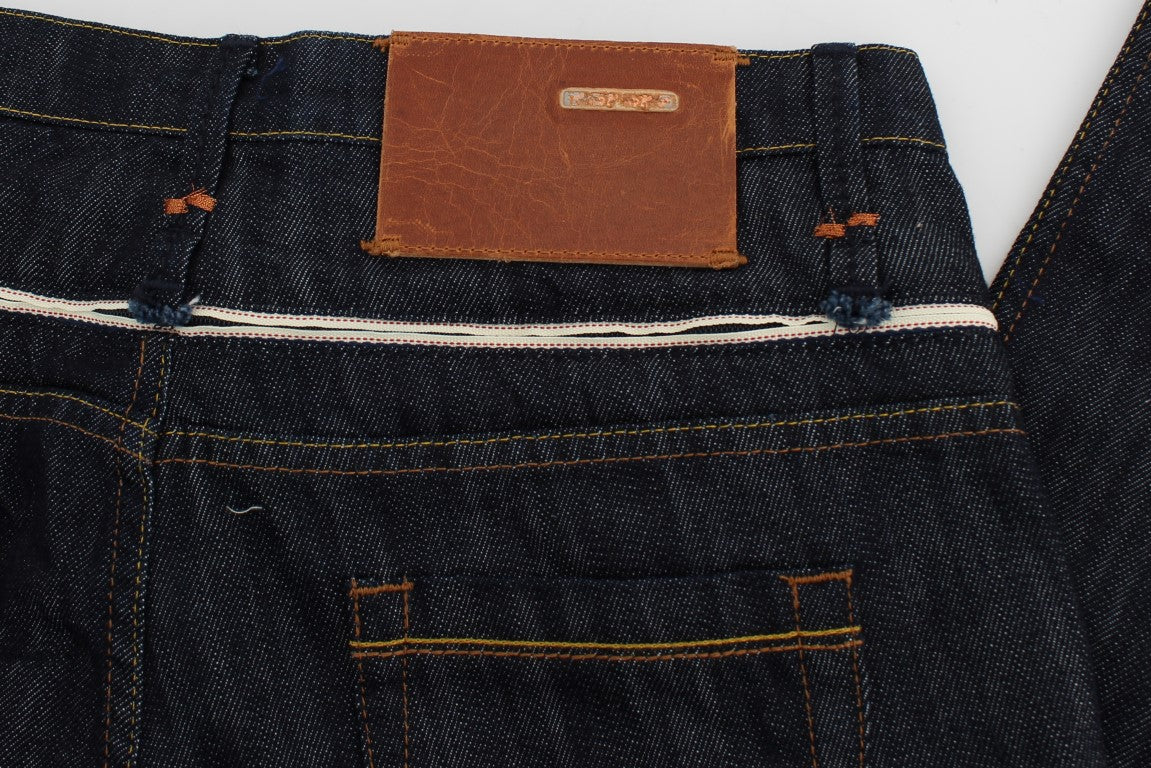 Jeans dritti in denim blu scuro e cotone