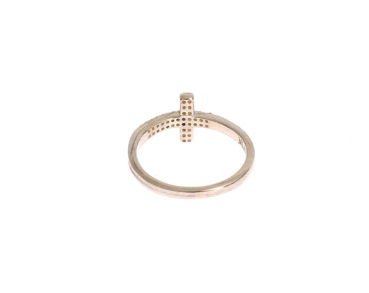 Anello Nialaya in argento 925 con croce in zirconia cubica
