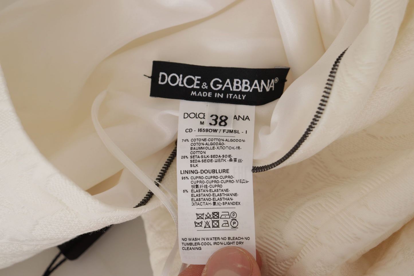 Dolce & Gabbana Abito midi in broccato floreale bianco jaquard