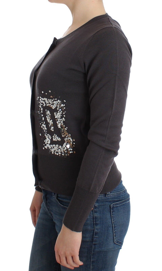 Cardigan in maglia con paillettes in lana viola di John Galliano