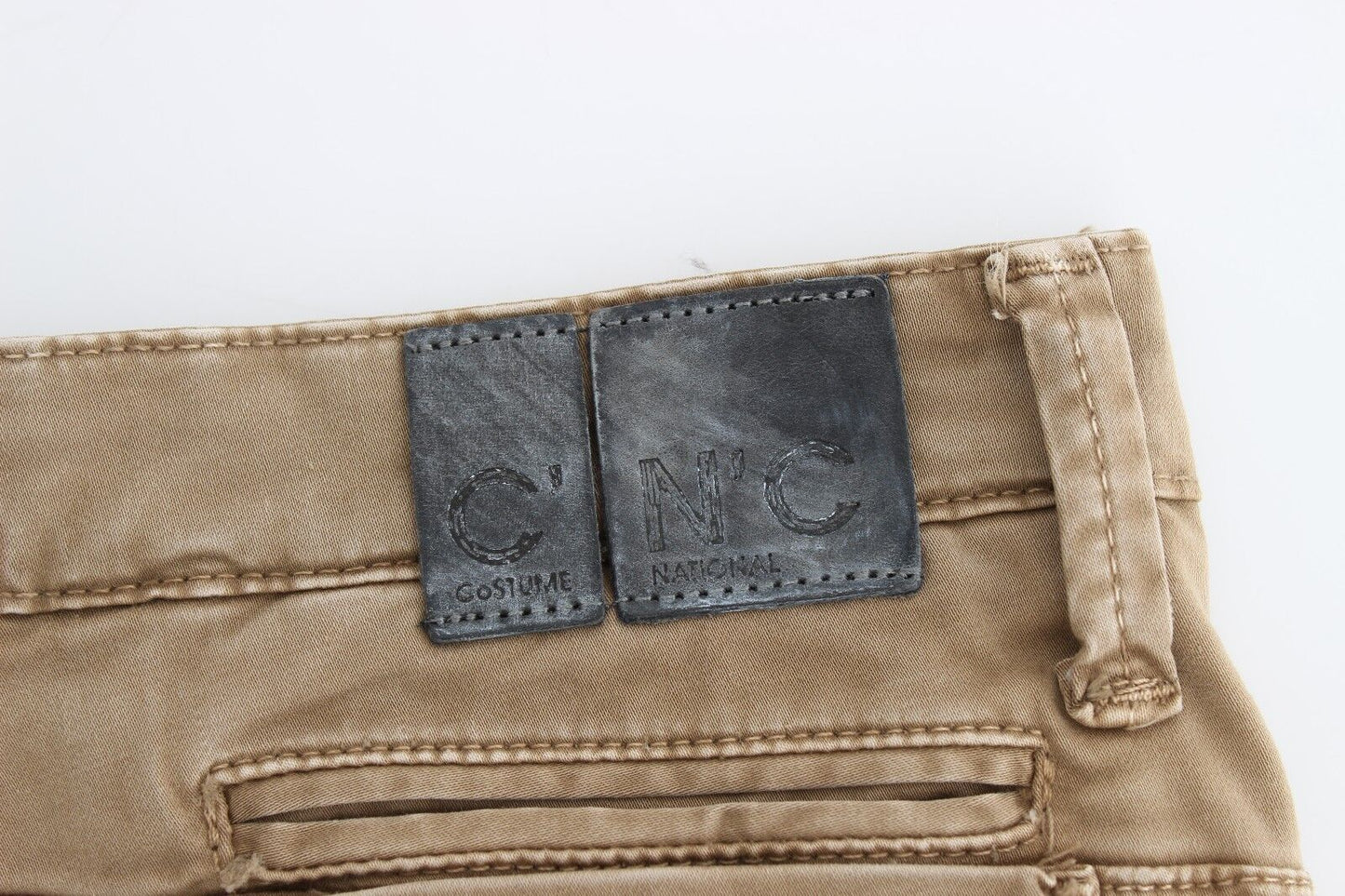 Pantaloni in denim elasticizzati a gamba dritta beige Costume National