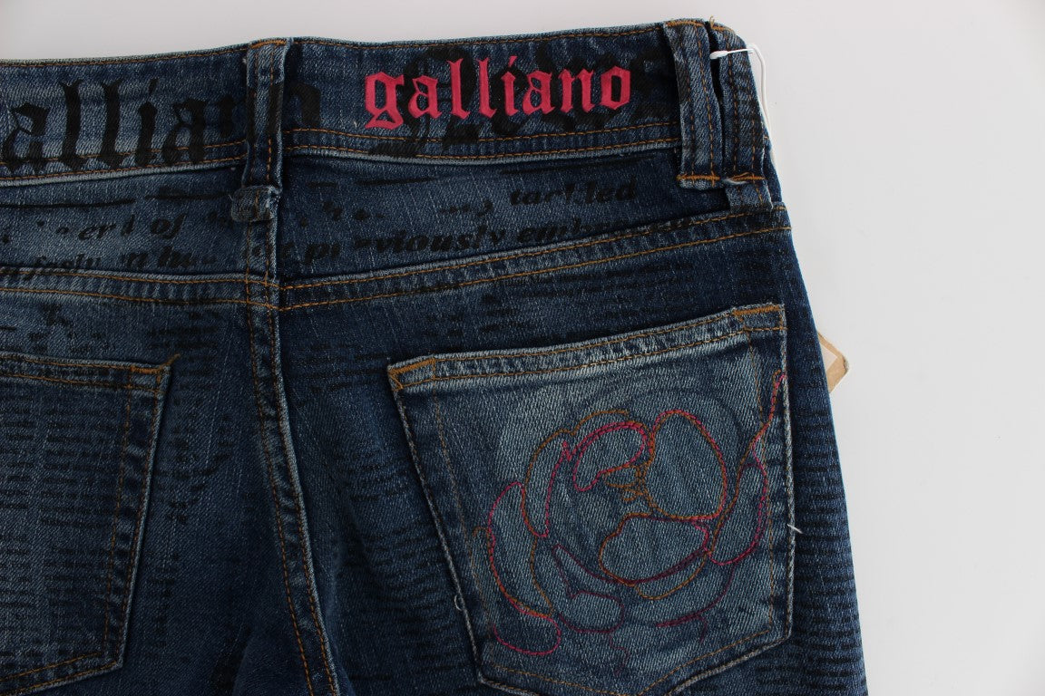 Jeans bootcut slim fit in misto cotone blu lavaggio John Galliano
