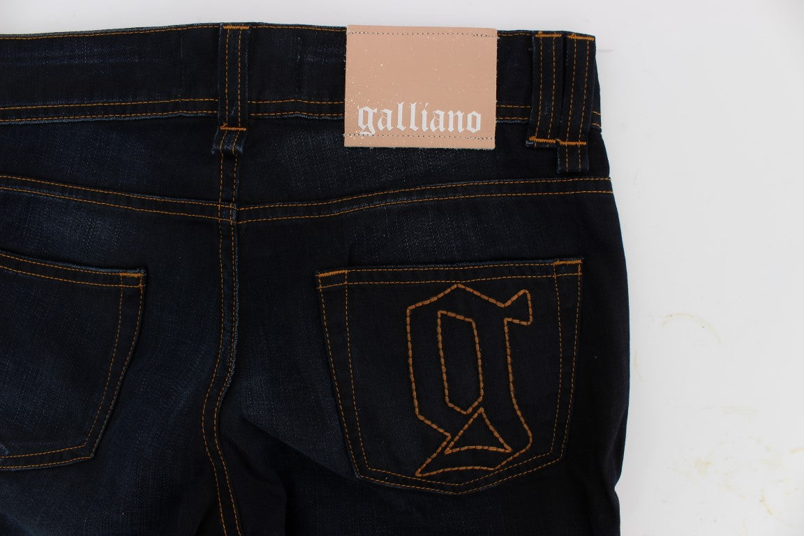Jeans slim fit in cotone blu lavaggio John Galliano