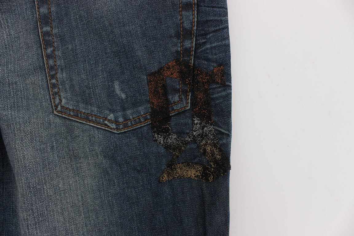Jeans slim fit in misto cotone lavato blu John Galliano
