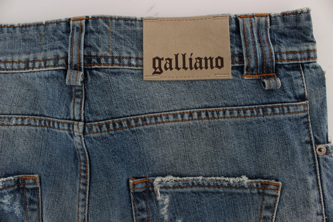 Jeans boyfriend cropped John Galliano in cotone blu lavato