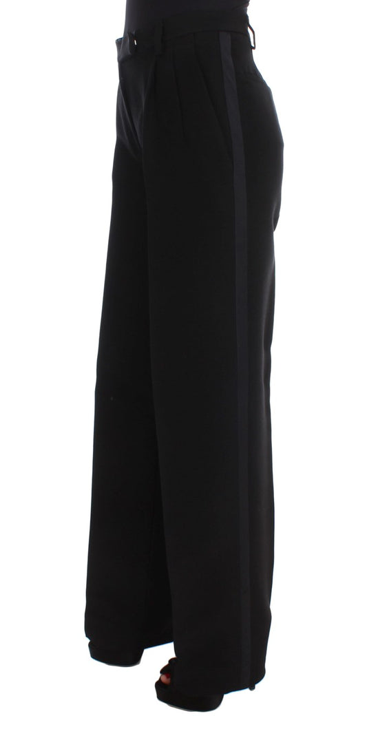 Pantaloni a gamba larga in misto cotone a righe nere Ermanno Scervino
