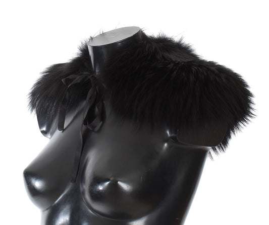 Sciarpa con collo in pelliccia di volpe nera Dolce & Gabbana