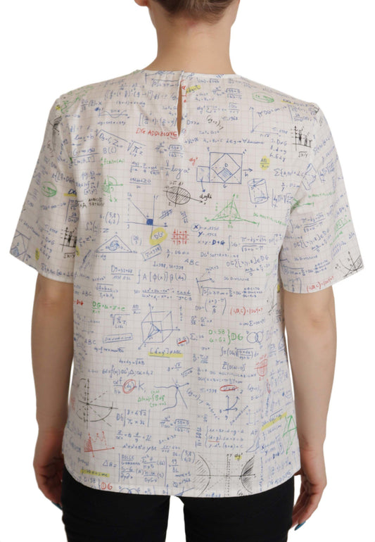 Maglia a maniche corte con stampa algebrica in cotone bianco Dolce & Gabbana