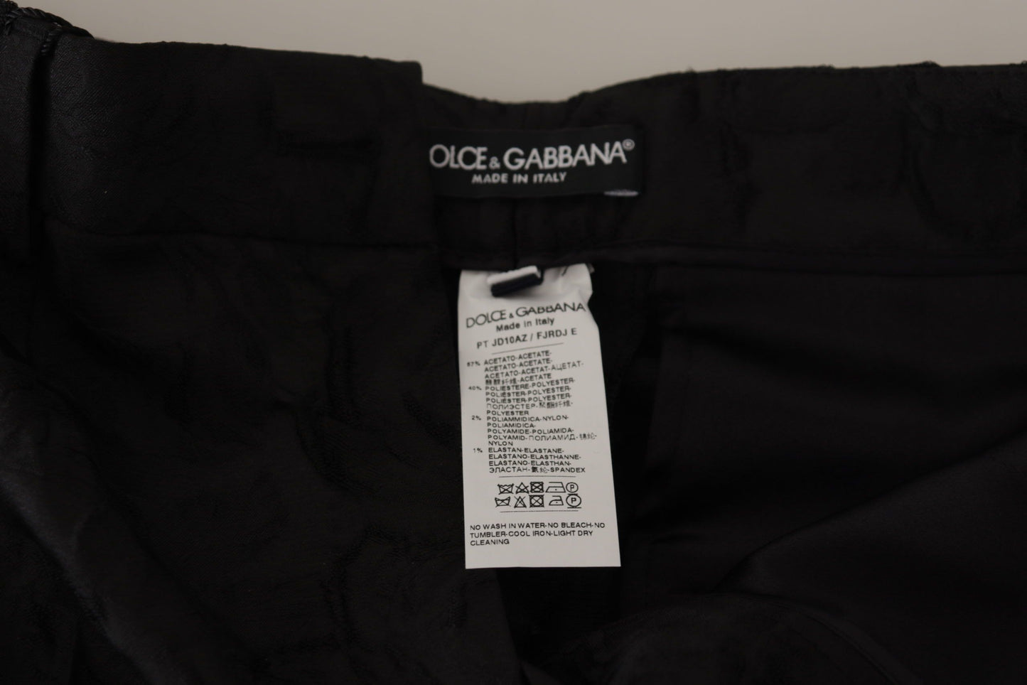 Pantaloni a vita alta in broccato nero Dolce & Gabbana