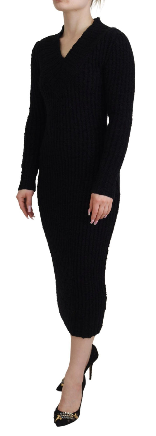 Abito tubino in maglia di lana nera Dolce & Gabbana