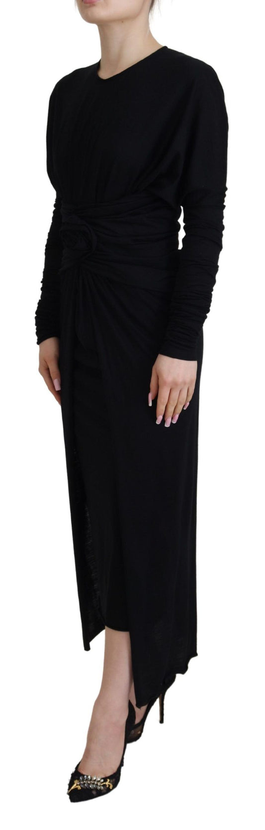 Dolce & Gabbana Abito midi in lana con tubino nero