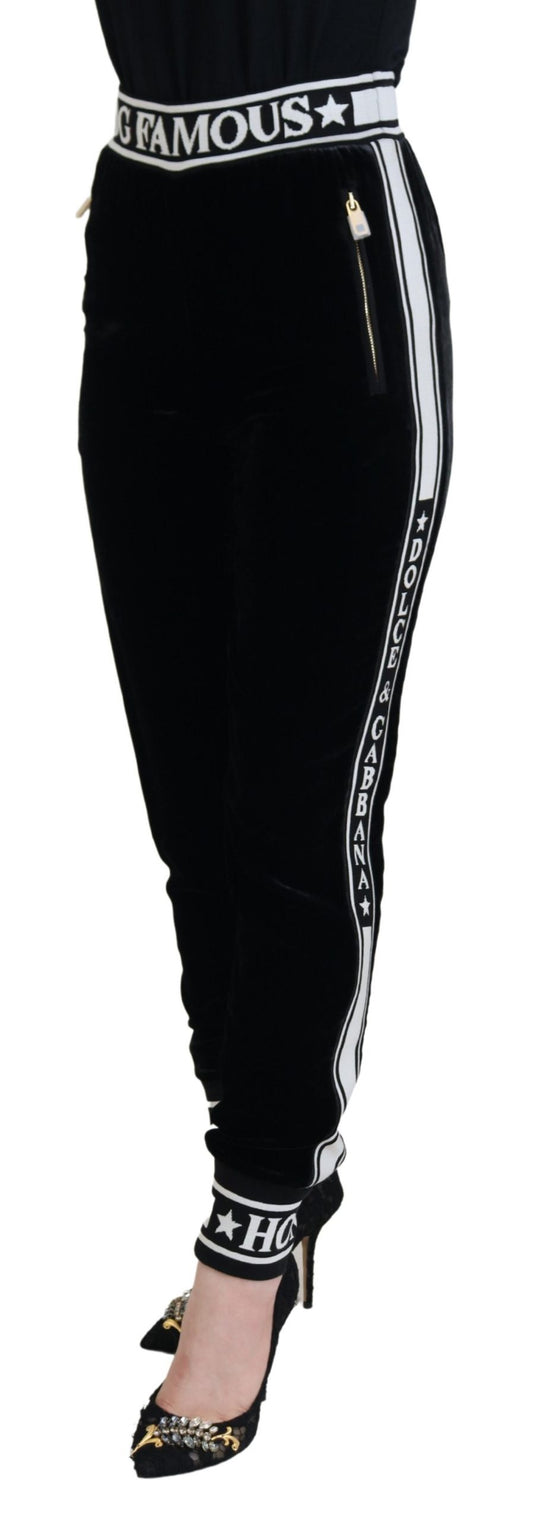 Pantaloni in velluto con logo DG nero Dolce & Gabbana