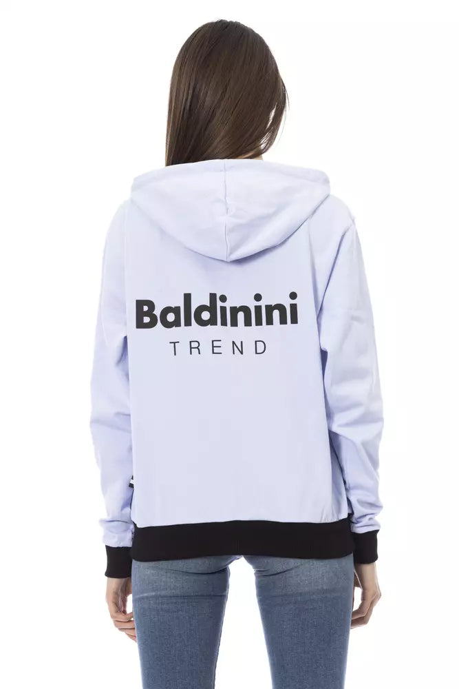 Maglione da donna in cotone viola Baldinini Trend con cappuccio regolabile