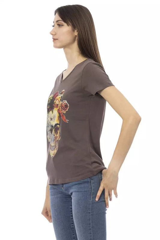 T-shirt da donna in cotone marrone Trussardi Action