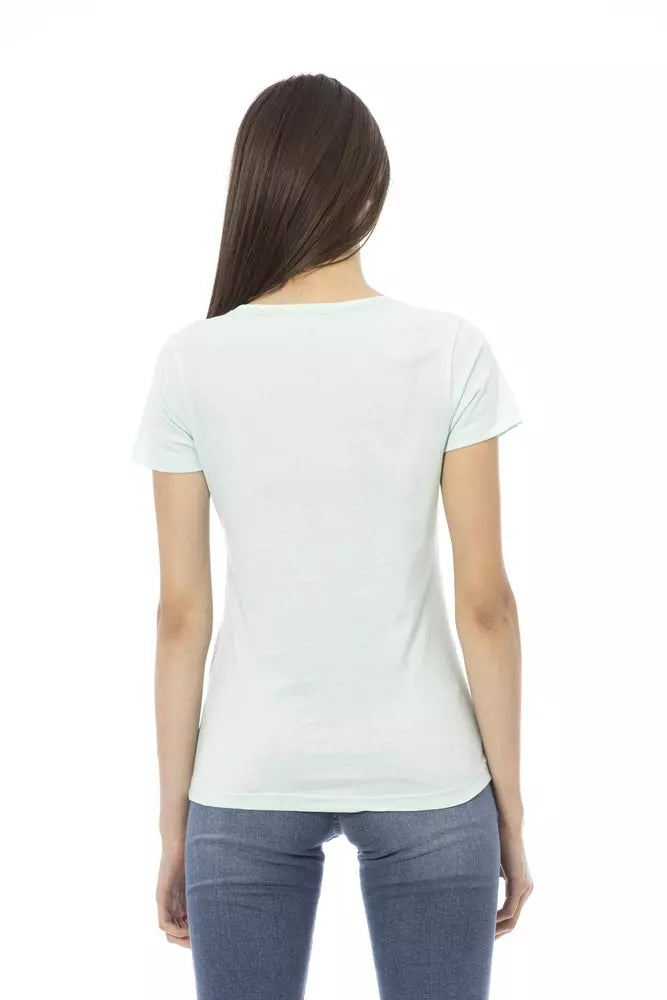 Top da donna Trussardi Action in cotone azzurro