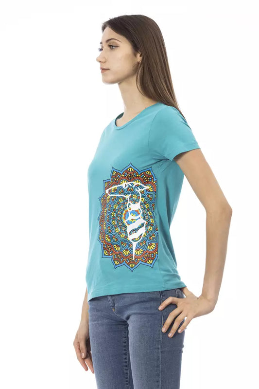 T-shirt da donna in cotone azzurro Trussardi Action