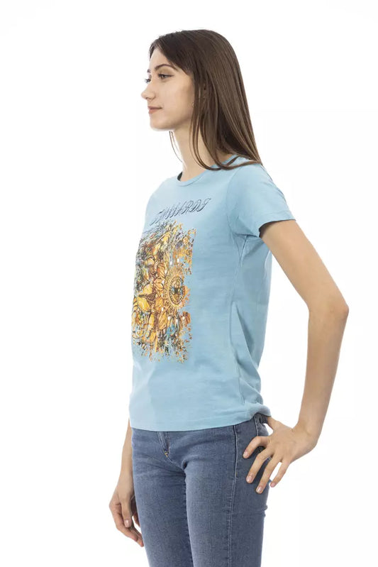 T-shirt da donna in cotone azzurro Trussardi Action