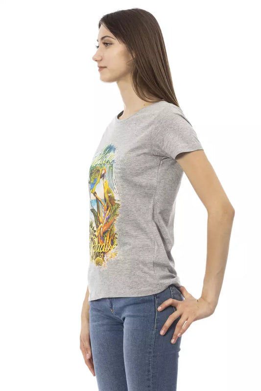 T-shirt da donna Trussardi Action in cotone grigio