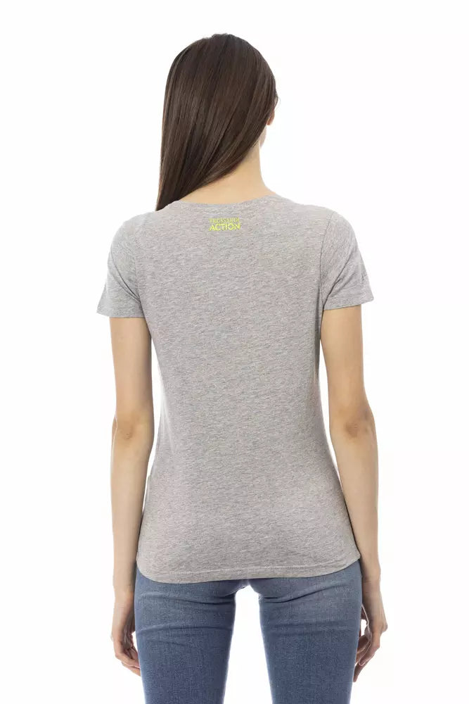 T-shirt da donna Trussardi Action in cotone grigio