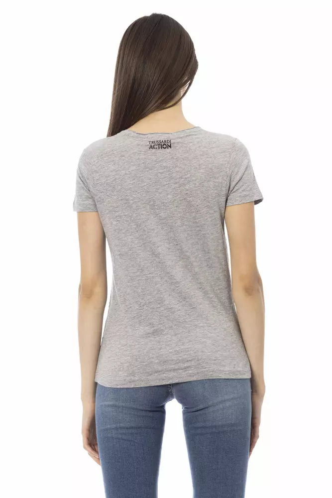T-shirt da donna Trussardi Action in cotone grigio