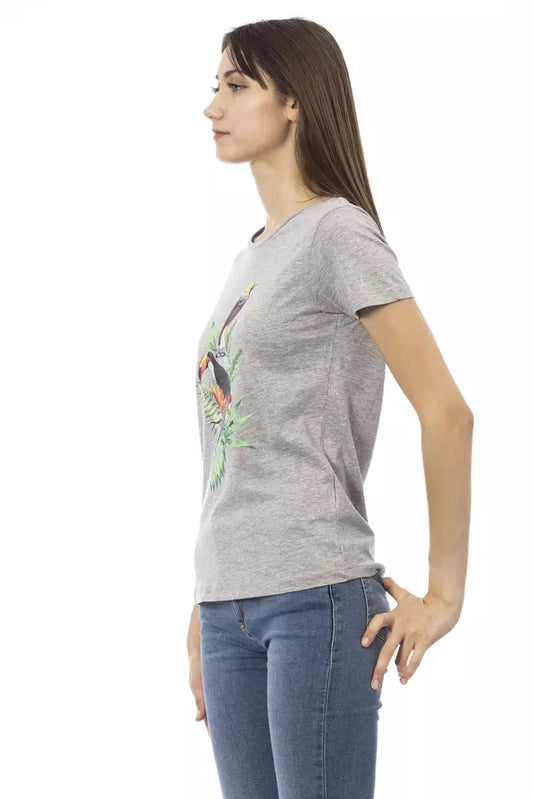 T-shirt da donna Trussardi Action in cotone grigio