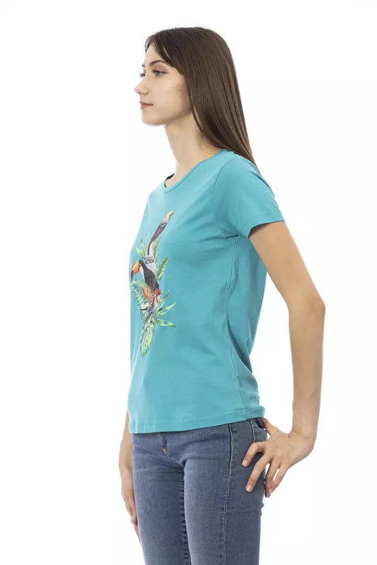 T-shirt da donna in cotone azzurro Trussardi Action