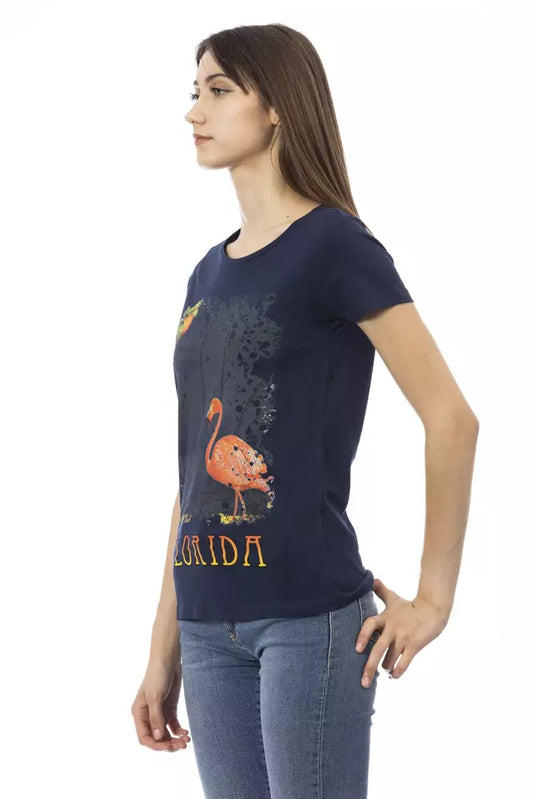T-shirt da donna Trussardi Action in cotone blu