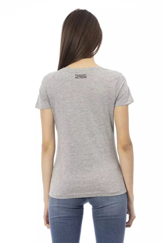 T-shirt da donna Trussardi Action in cotone grigio
